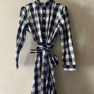 J CREW Button up Tie Waist gingham dress